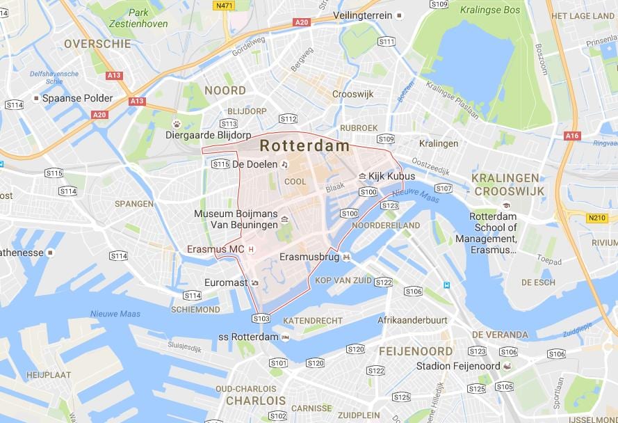 Kartta park ja ratsastaa Rotterdam 