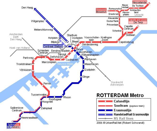 Rotterdam julkinen liikenne kartta