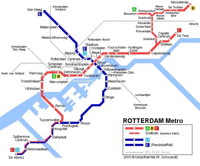 ret-Rotterdam raitiovaunu kartta