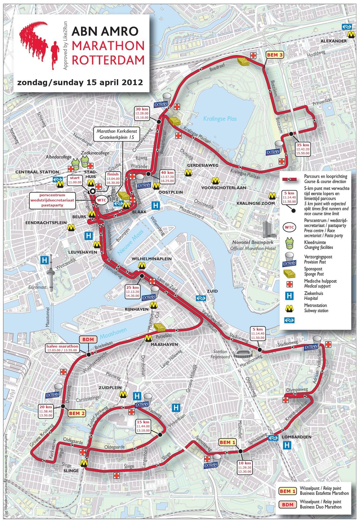 Kartta Rotterdam marathon 