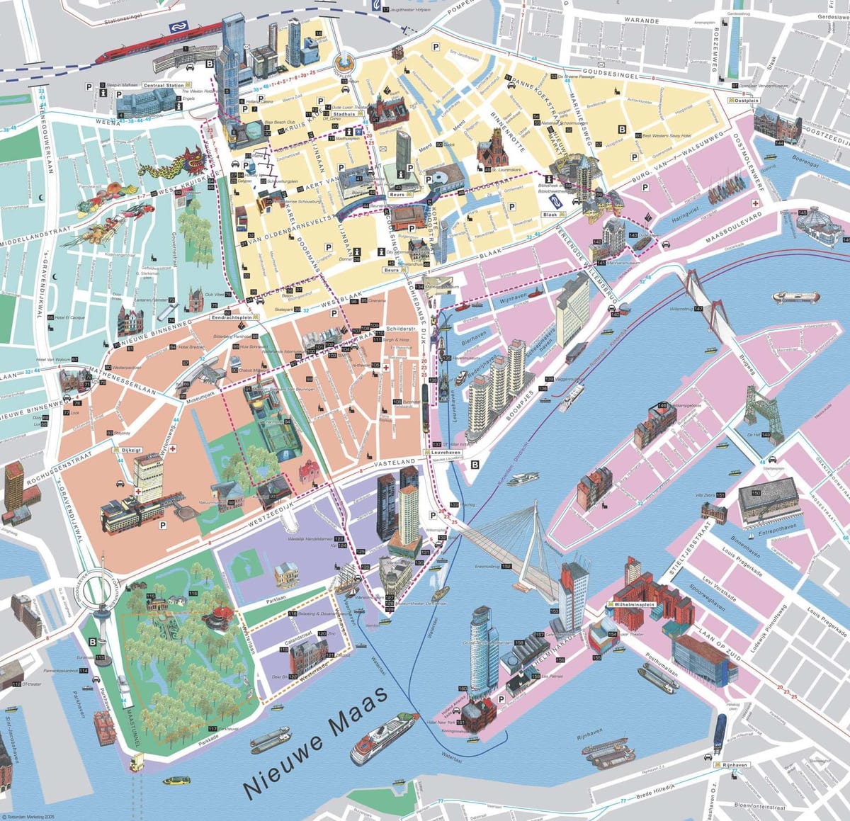 Kartta Rotterdamin nähtävyydet 