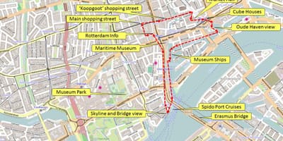 Kartta Rotterdam kävelykierros 